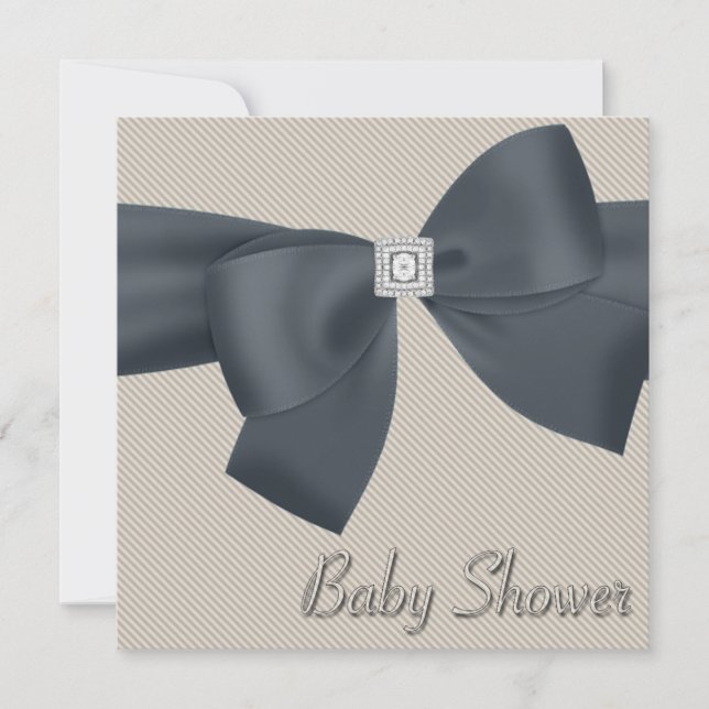 Elégant Beige Baby Shower Invitations (Devant)