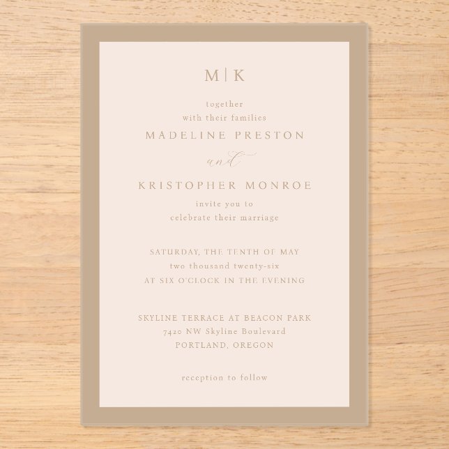 Elegant Beige Calligraphy Invitation (Recto)