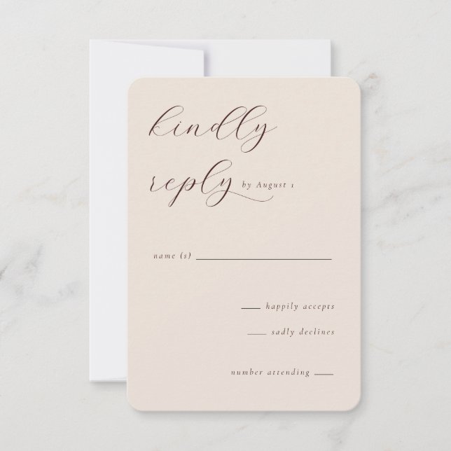 Elegant Beige Calligraphy RSVP (Devant)