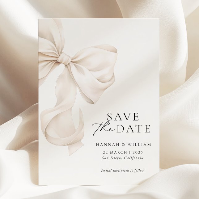 Elégant beige Enregistrer la carte Date (Créateur téléchargé)