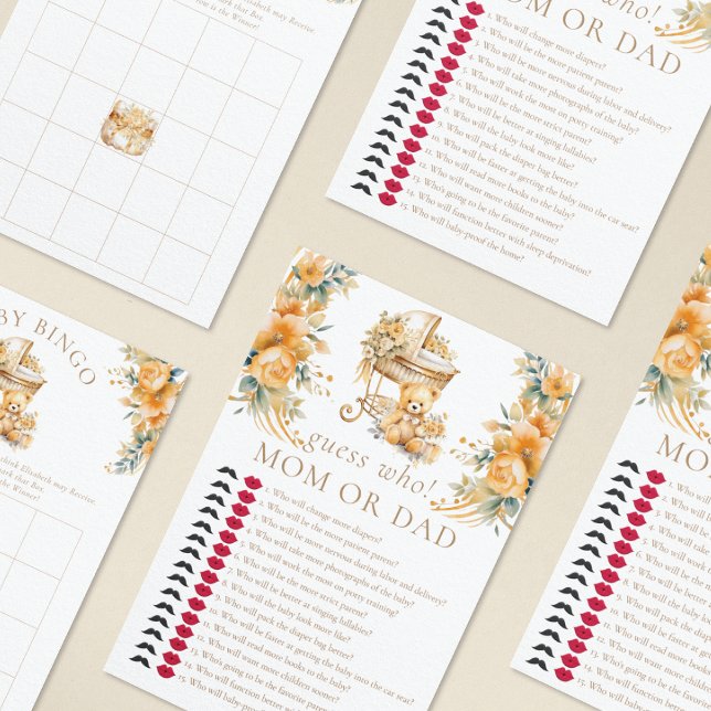 Elégant Beige & Faux Baby shower Or Devinez Qui (Créateur téléchargé)