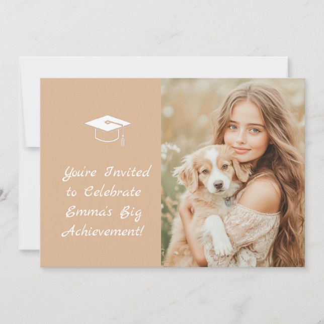 Élégant Beige Graduation Invitation (Devant)