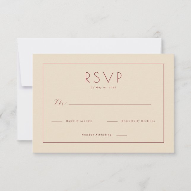 Elegant Beige RSVP Card (Devant)