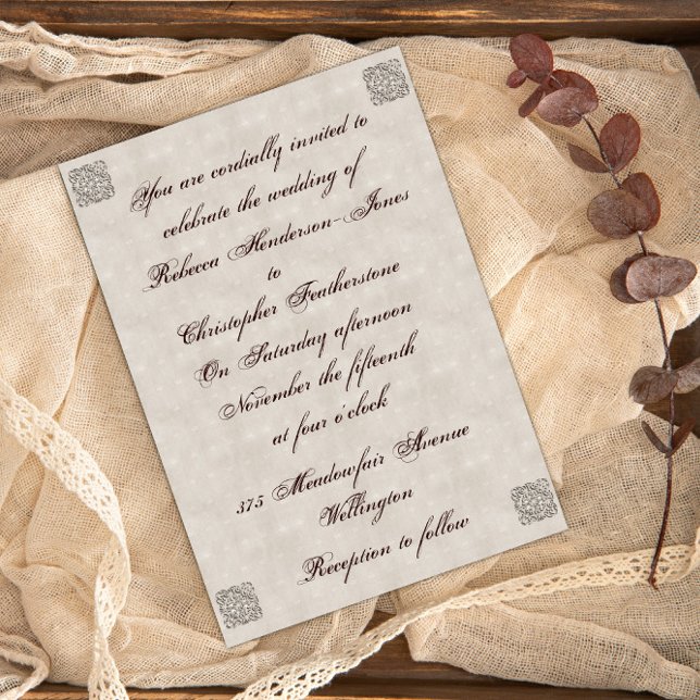 Elégant Beige Vintage Wedding Invitation (Créateur téléchargé)