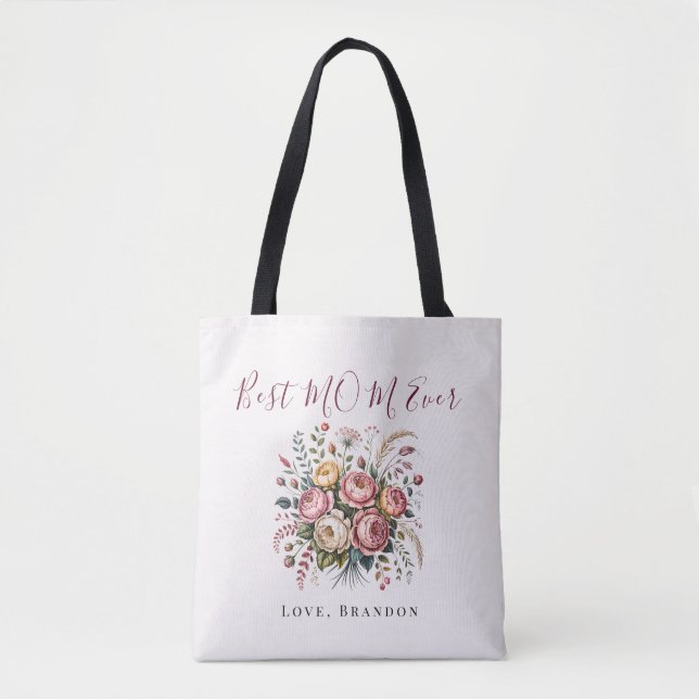 Elegant Best Mom Ever Floral Tote Bag (Devant)