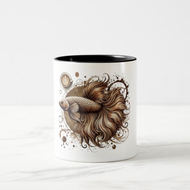 Elégant Betta Fish Café Mug Aquarelle Artistique (Centre)
