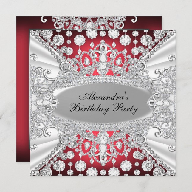 Élégant bijou de diamant rouge Invitation de fête  (Devant / Derrière)