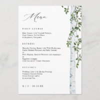 Elégant Birch Tree Aspen Green Menu Mariage