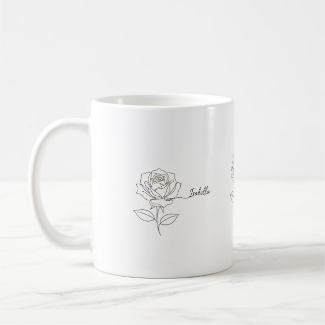 Elegant Birth Flower Coffee Mug - Personalized Nam (Gauche)