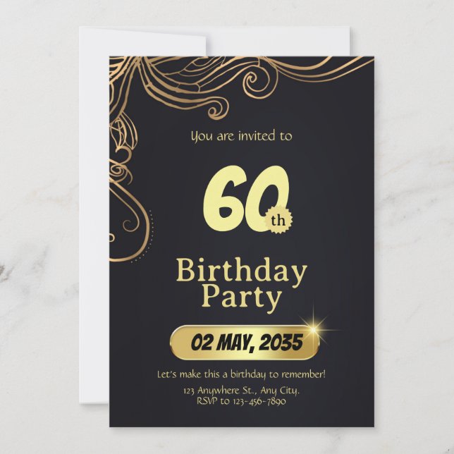 Elegant birthday invitation template 60th birthday (Devant)