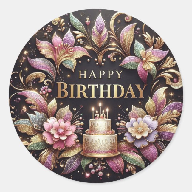 Elegant birthday sticker  (Devant)