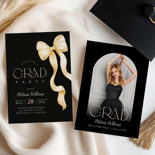 Elegant Black and Gold Graduation Invitation (Créateur téléchargé)