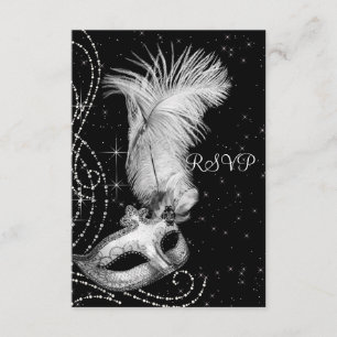 Élégant Black and White Masquerade Party RSVP