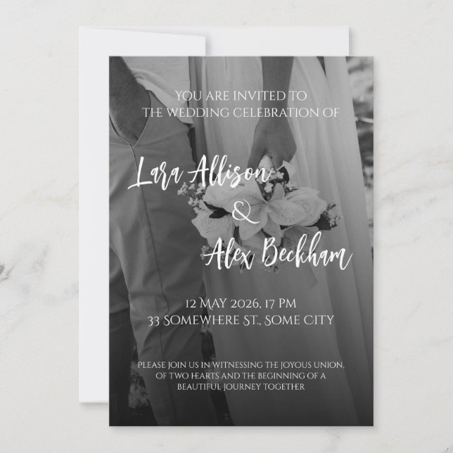 Elegant Black And White Wedding Invitation (Devant)