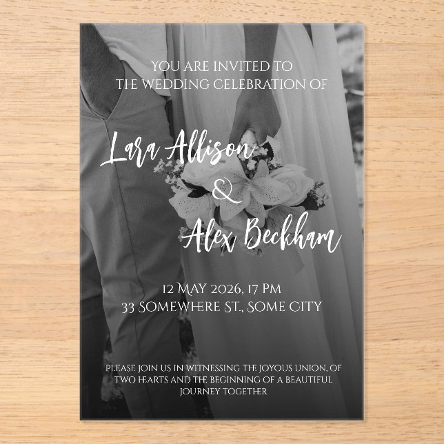 Elegant Black And White Wedding Invitation (Recto)