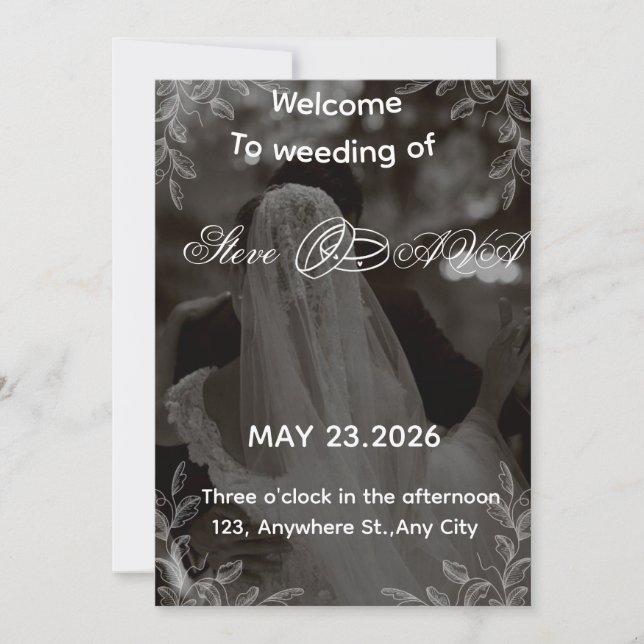 Elegant Black and White Wedding Invitation | Class (Devant)