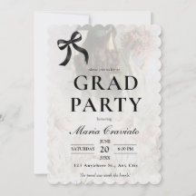 Élégant Black Bow Graduation Party Invitation