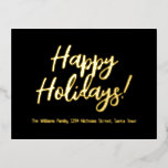 Elégant Black et Gold Foil Joyeux vacances<br><div class="desc">Elégante Black and Real Gold Foil Typographie Joyeuses fêtes ou votre texte,  Carte postale de Noël,  vous pouvez choisir avec ou sans enveloppe</div>
