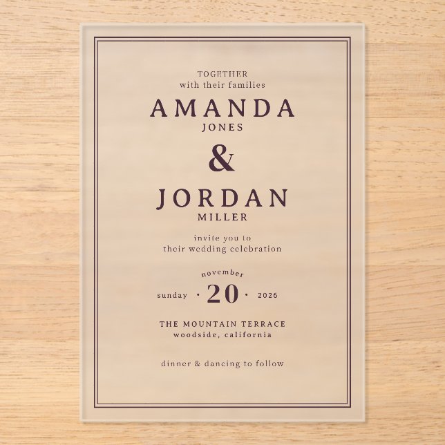 Elegant Black Formal Wedding Invitation (Recto)