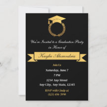 Elégant Black & Gold 2025 Graduation Invitation