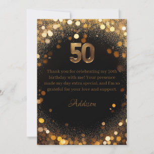 Elégant Black & Gold 50e anniversaire Carte de rem