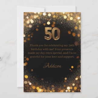 Elégant Black & Gold 50e anniversaire Carte de rem