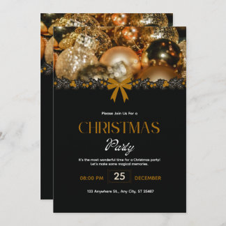Elegant Black Gold Christmas Invitation