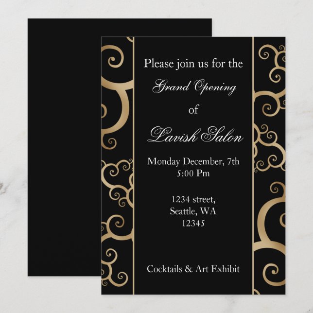 Elegant Black Gold Corporate party Invitation (Devant / Derrière)