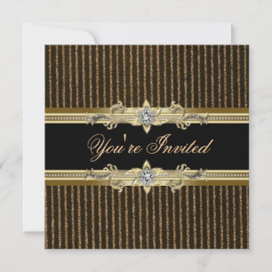 Elégant Black Gold Cravate Black Invitations