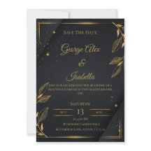 Elégant Black & Gold Floral Enregistrer la carte D