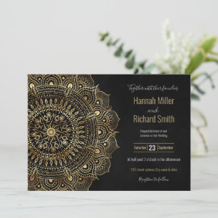 Elégant Black Gold Mandala Floral Design