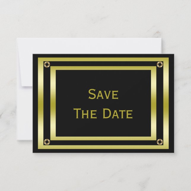 Elégant Black & Gold Man's 70th Save The Date (Devant)