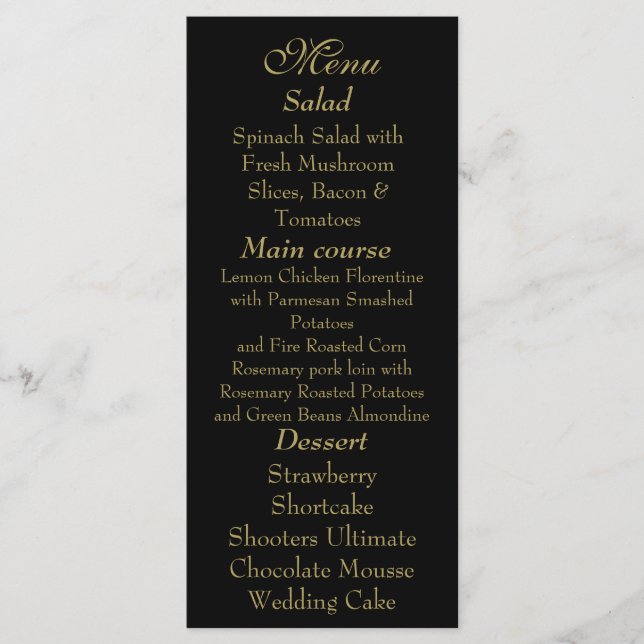 Elegant Black & Gold Menu card (Devant)