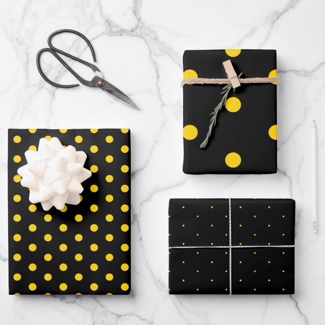 Élégant Black Gold Polka Dot Papier cadeau envelop (Recto)