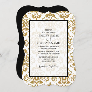 Elégant Black Gold Vintage Wedding Invitations