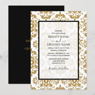 Elégant Black Gold Vintage Wedding Invitations