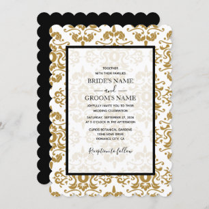 Elégant Black Gold Vintage Wedding Invitations
