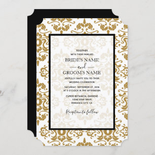 Elégant Black Gold Vintage Wedding Invitations
