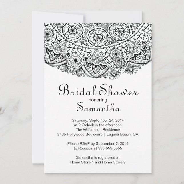 Elégant Black Lace Bridal Shower Invitation (Devant)