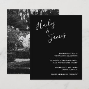Elégant Black Photo Budget Mariage Invitation