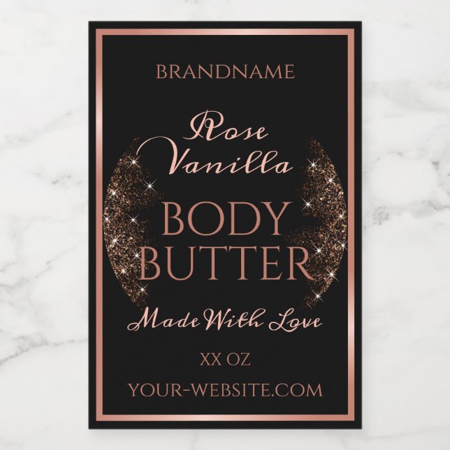 Elégant Black Product Packaging Étiquette Rose Gol (Étiquettes simples)
