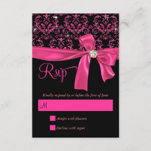 Élégant Black Rose Damask Sweet sixteen Party RSVP