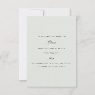Elégant Black & Sage Bridal Shower Invitation