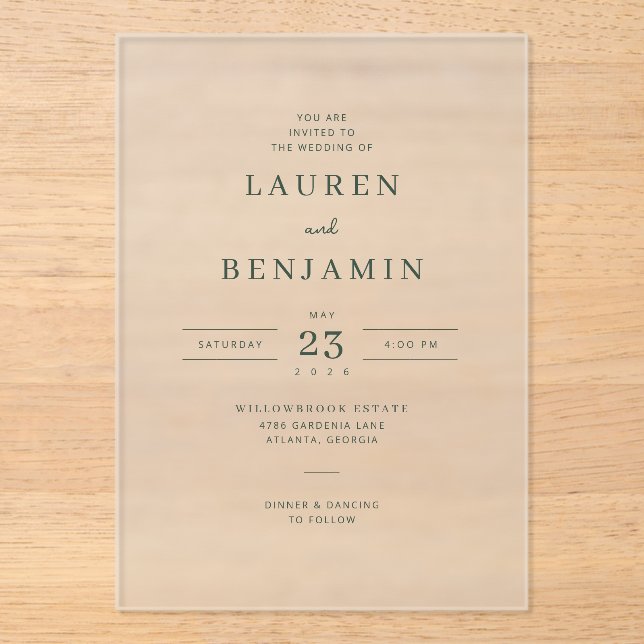 Elegant Black Serif Wedding Invitation (Recto)