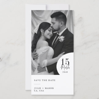 Elegant Black & White Photo Save the Date Wedding 