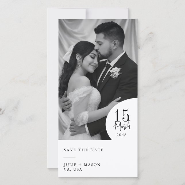 Elegant Black & White Photo Save the Date Wedding  (Devant)