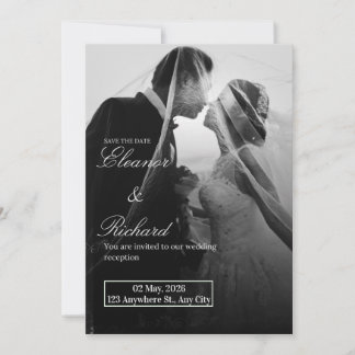 Elegant Black & White Wedding Invitation 