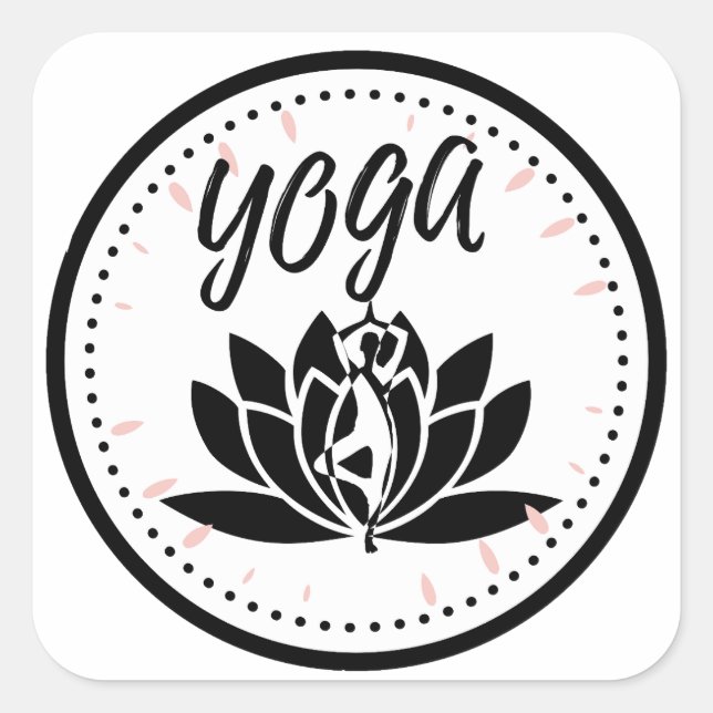 Elegant Black & White Yoga Sticker | Lotus Flower  (Devant)