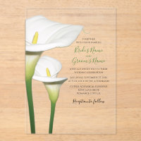 Elégant Blanc Calla Lilies Mariage Invitations