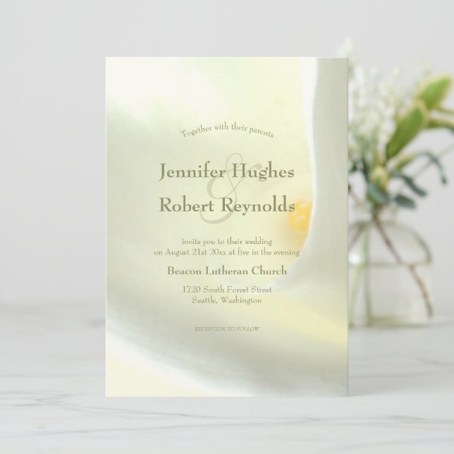 Elégant blanc Calla Lily Faire-part de mariage (Debout devant)